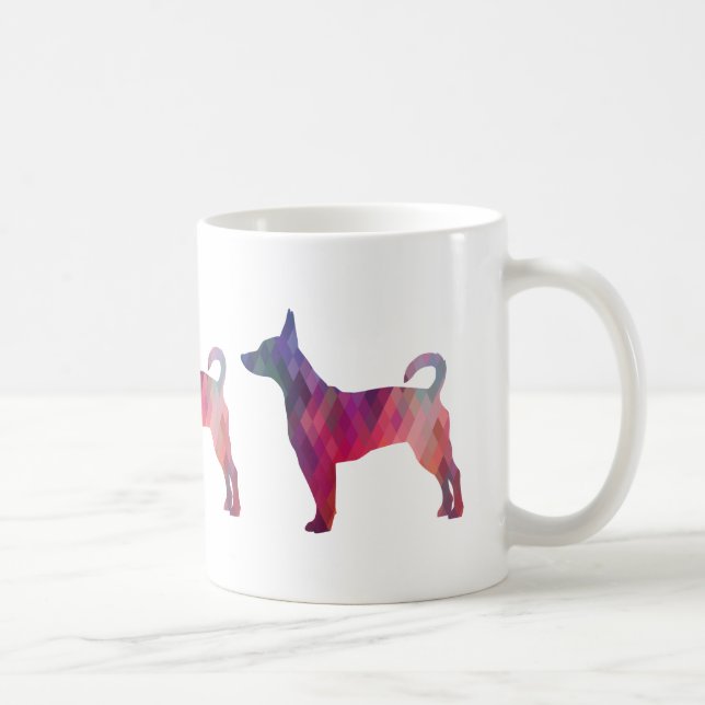 Caneca De Café Rat Terrier Colorful Geométrico Pattern Silhouette (Direita)