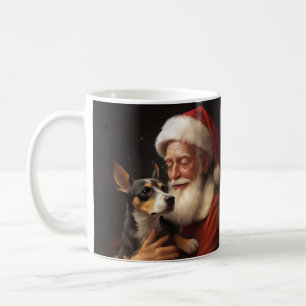 Caneca De Café Rat Terrier com Papai Noel Natal Festivo