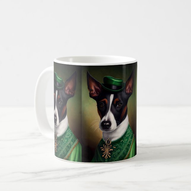 Caneca De Café Rat Terrier Dog na Rua. (Frente Esquerda)