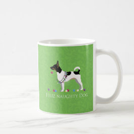 Caneca De Café Rat Terrier Feliz Naughn no Natal