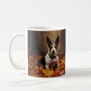 Caneca De Café Rat Terrier no outono deixa cair inspiração