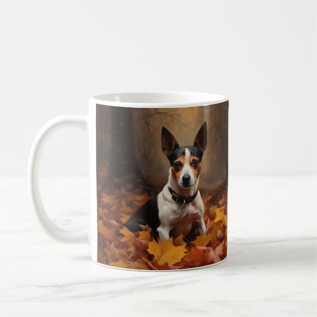 Caneca De Café Rat Terrier no outono deixa cair inspiração (Esquerda)