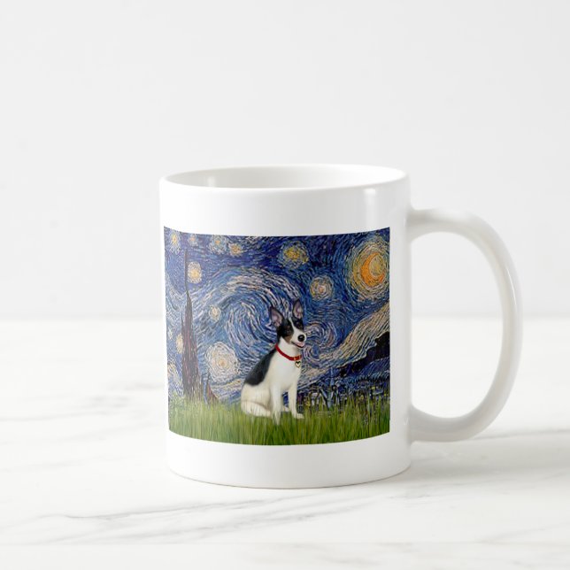 Caneca De Café Rat Terrier - Noite Estrelada (Direita)