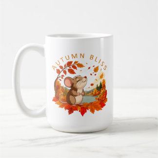 Caneca de Café Ratinho Fofo Felicidade de Outono