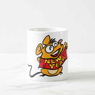 Caneca De Café Rato de Ano Novo