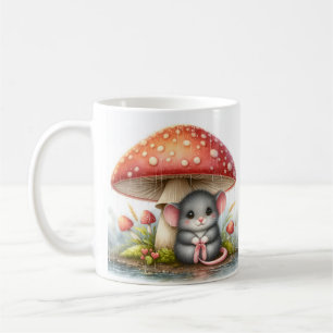Caneca De Café Rato De Bebê Sob O Guarda-Chuva