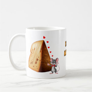 Caneca De Café Rato de desenho apaixonado por queijo em um queijo