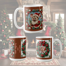Caneca De Café Rato de Natal Animado Personalizável