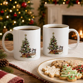 Caneca De Café Rato de Natal sob a Árvore