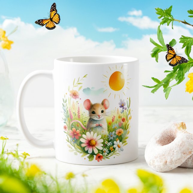 Caneca De Café Rato de primavera Watercolor - Kid Mug (Criador carregado)