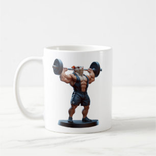 Caneca De Café Rato Forte Cute Personagem de Academia Musculação