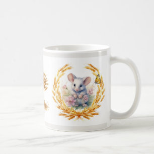 Caneca De Café Rato giro com flores e mug de trigo
