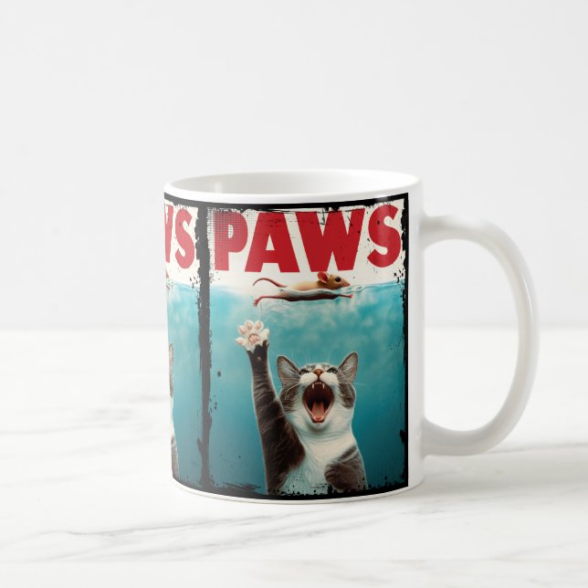 Caneca De Café Rato Humorístico de Gato Paródico PWS, caçando o R (Direita)