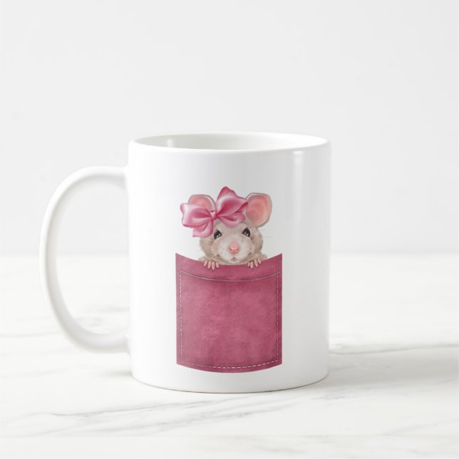 Caneca De Café Rato no bolso. Versão rosa (Esquerda)