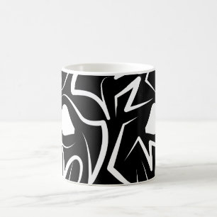 Caneca De Café Rato Tribal Negro e Branco