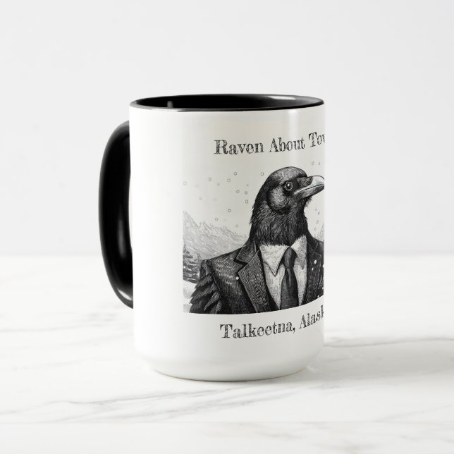 Caneca de café, Raven About Town - Talkeetna Alasc (Frente Esquerda)