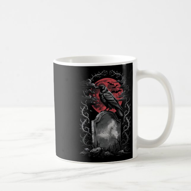 Caneca De Café Raven Bird Gothic Raven Art Cemetery Fantasy (Direita)