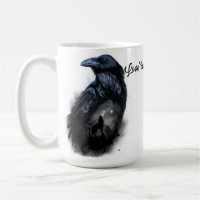 Raven e lobo que uivam na lua
