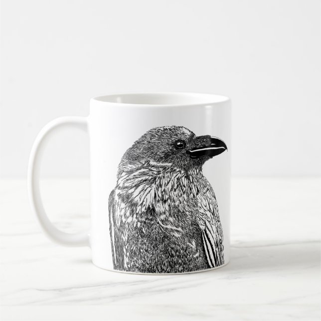 Caneca De Café Raven Illustration Coffee Mug (Esquerda)
