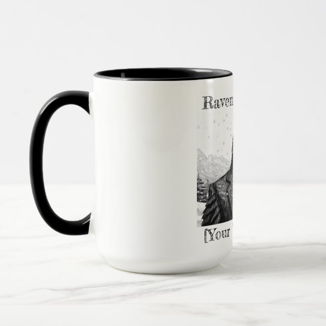 Caneca de café, Raven Sobre Cidade - Personalizar  (Esquerda)