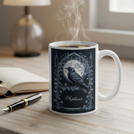 Caneca De Café Raven Under Moon Gothic Midnight