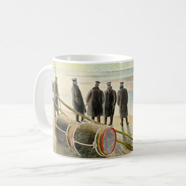 Caneca De Café Ravilious - Trabalho Perigoso na Maré Baixa, (Frente Esquerda)