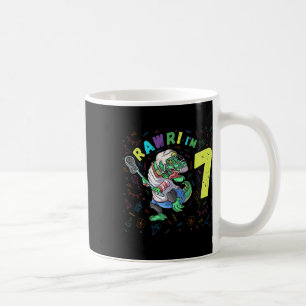 Caneca De Café Rawr Eu Tenho 7 Anos Dinossauro T-rex Aniversário 