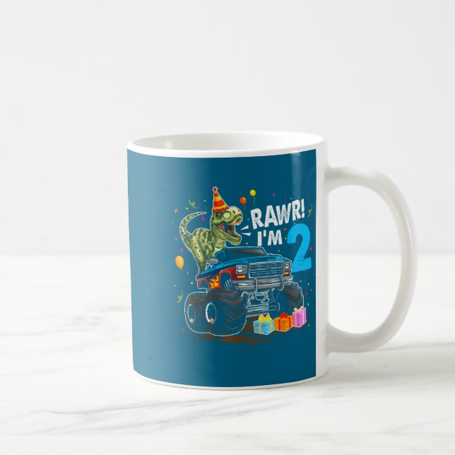 Caneca De Café Rawr I'm 2 2nd Birthday T Rex Dinosaur Funny Party (Direita)