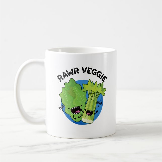Caneca De Café Rawr Veggie Funny Comida Pun (Esquerda)