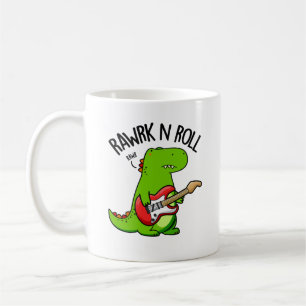 Caneca De Café Rawrk E Roll Crote Rocker Dinossaur Pun