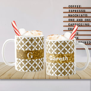 Caneca De Café Razzle Dazzle Natal Glittery Dourado Stars Persona