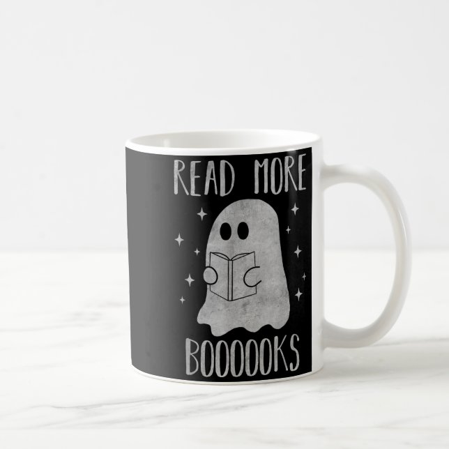 Caneca De Café Read More Boooooks Funny Cute Halloween Ghost Read (Direita)