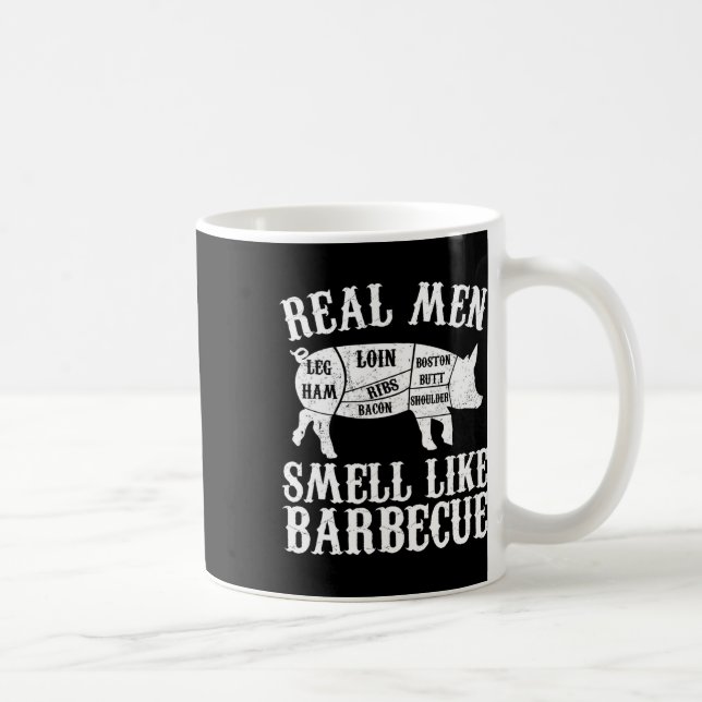 Caneca De Café Real Men Smell Like Byrbeque Bbq Byrbecue Grilling (Direita)