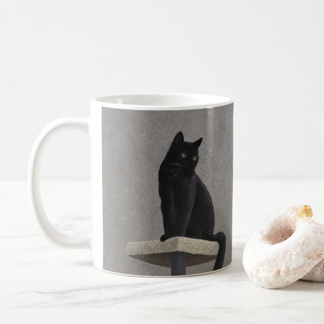 Caneca De Café Realeza de Gata Preta (Com Donut)