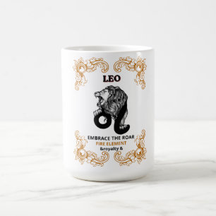 Caneca De Café Realeza do Zodíaco de Leão Abrace o Rugido do El