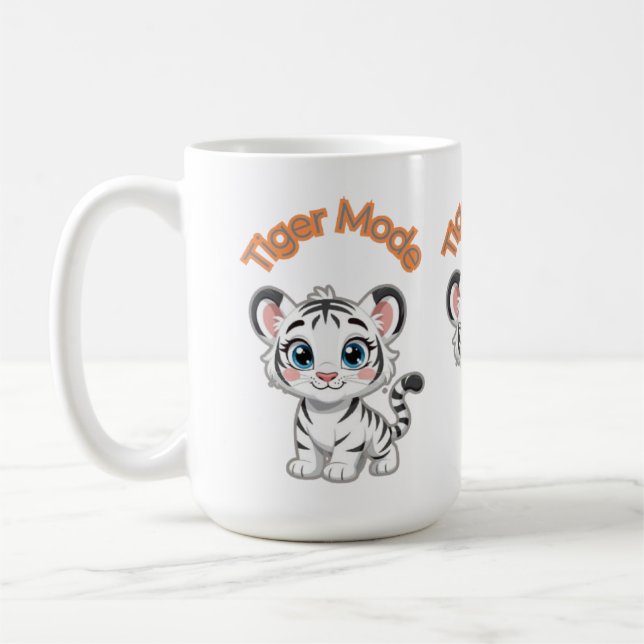 Caneca De Café Realistic White Tiger – Photorealistic Wildlife Ar (Esquerda)