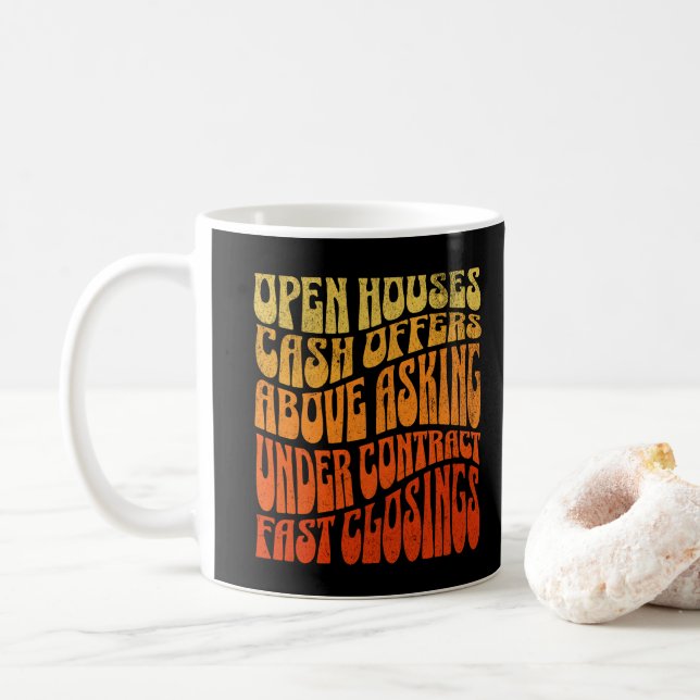 Caneca De Café Realtor Real Estate Favoritos Groovy Retro Boho (Com Donut)