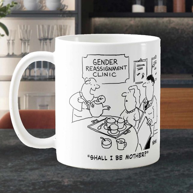 Caneca De Café Reatribuição de Gênero Cartoon Clínico. (Criador carregado)