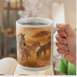 Caneca De Café Rebanho de Zebras Africanas | Arte de Vida Selvage