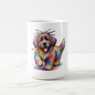 Caneca De Café Rebelde Arco-íris Aquarela Newf