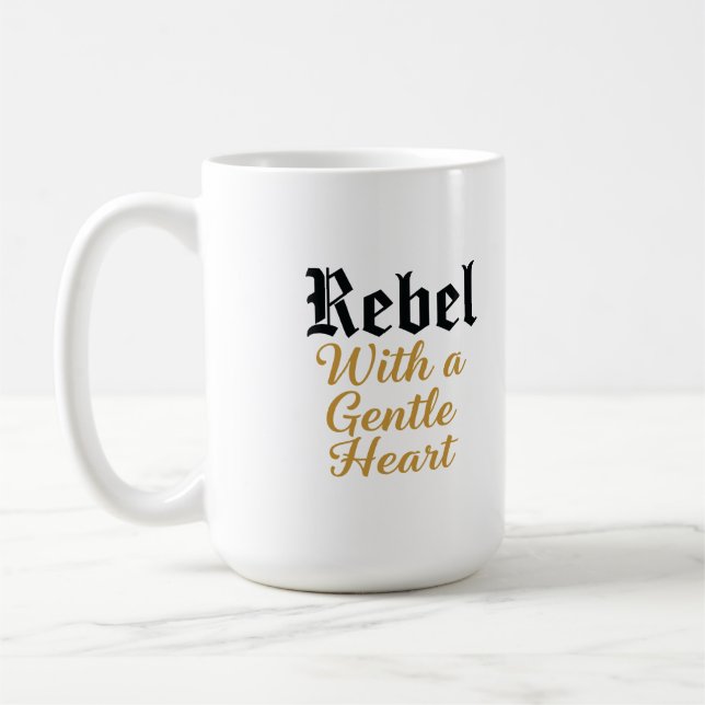 Caneca De Café Rebelde com Design de tipografia cardíaca gentil (Esquerda)