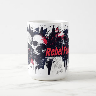 Caneca De Café "Rebelde para Sempre" - Design Gráfico de Caveira