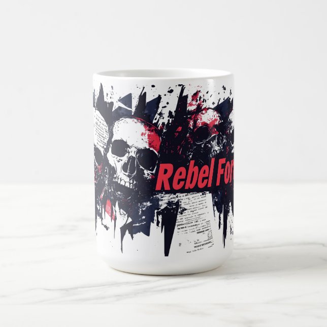 Caneca De Café  "Rebelde para Sempre" - Design Gráfico de Caveira (Centro)