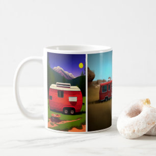 Caneca De Café Reboques de campismo com 4 reboques vermelhos agud