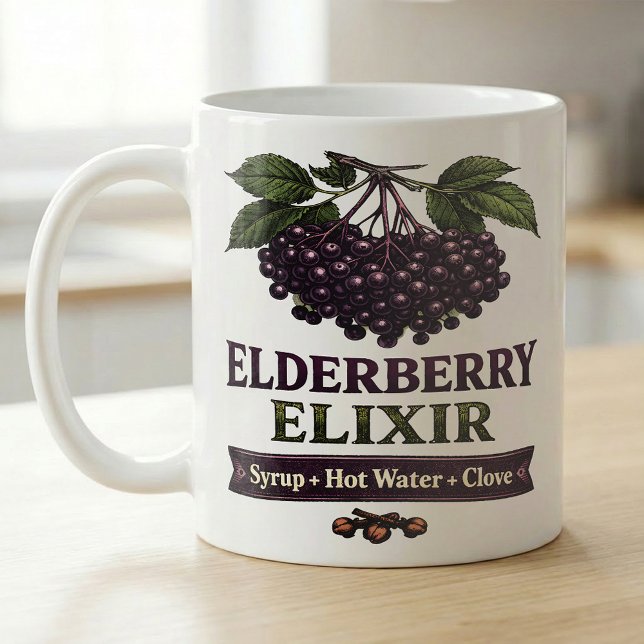 Caneca De Café Receita Aconchegante de Elixir de Sabugueiro para  (Criador carregado)
