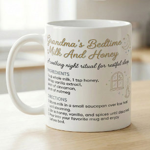 Caneca De Café Receita da Vovó de Leite com Mel para Dormir Ingre