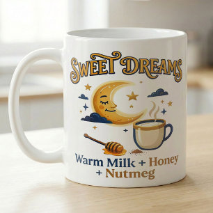 Caneca De Café Receita de Bebida Lunar para Sono Mel e Noz-moscad