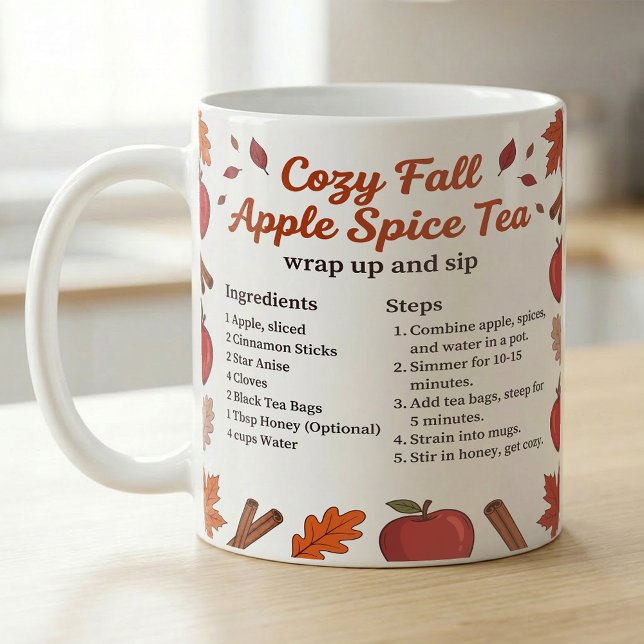 Caneca De Café Receita de Chá de Maçã com Especiarias para Cozinh (Criador carregado)