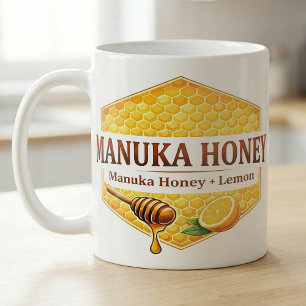 Caneca De Café Receita de Chá de Mel de Manuka com Favo de Mel de