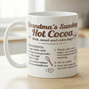 Caneca De Café Receita de Chocolate Quente de Domingo da Vovó e M